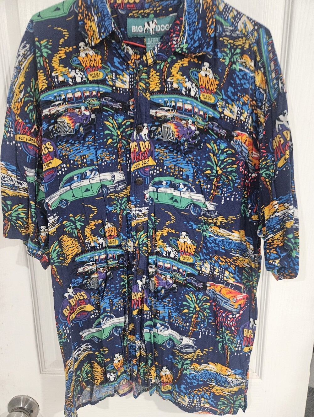 Big Dog Men's Navy Tropical Print Button-Up Shirt